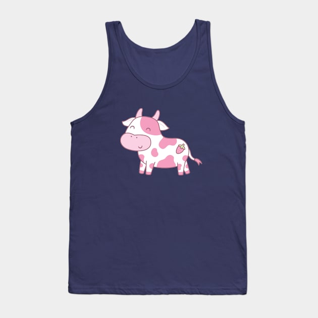 Cute Happy Strawberry Cow Tank Top by rustydoodle